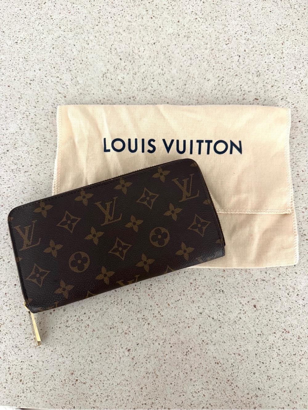 Louis Vuitton Monogram Zip Wallet in Brown and Gold